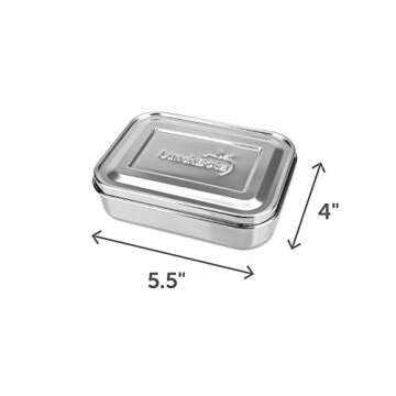 LunchBots Small Snack Packer Bento Box - Extra Small Divided Stainless Steel Snack Container - 2 Compartments for Fruits, Vegetables and Finger Foods - Dishwasher Safe – Stainless Lid