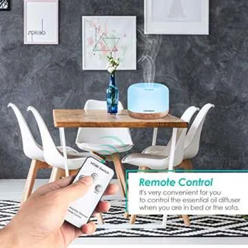 URPOWER 500ml Aromatherapy Essential Oil Diffuser Humidifier Room Decor Lighting with 4 Timer Settin...