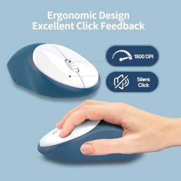 Blue Colorful Wireless Keyboard and Mouse,Cute Retro Typewriter Computer Keyboard and Mouse Sets,Full Size 2.4G Cordless Colorful Round Keycaps Keyboard with Mouse for PC Window Laptop Home Office