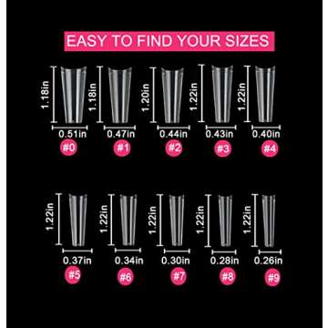 500pcs No C Curve XL Coffin Nail Tips, SWETIDY Clear Long Coffin Shaped Acrylic Fake Nails Flattened...