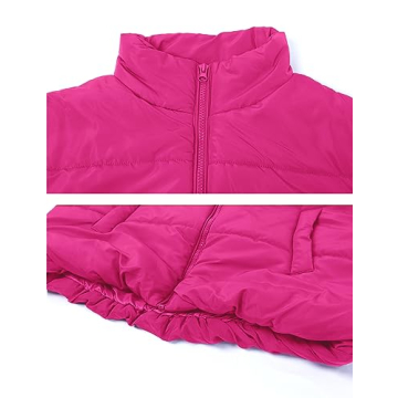 Daacee Women's Oversized Puffer Vest Lightweight Warm Cap Sleeve Puffy Bubble Outerwear Vests with Pockets(0650-HotPink-XL)