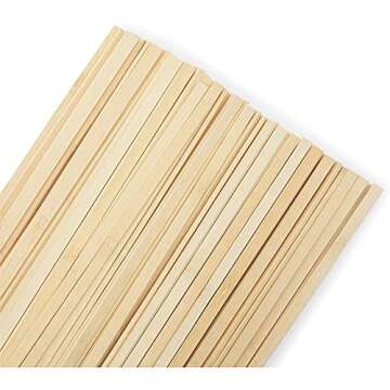 Natural Bamboo Sticks for Arts and Crafts, Flexible Wood (15.5 in, 100 Pack)