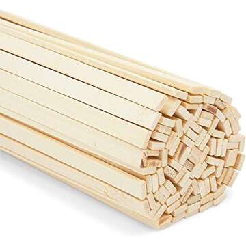Natural Bamboo Sticks for Arts and Crafts, Flexible Wood (15.5 in, 100 Pack)