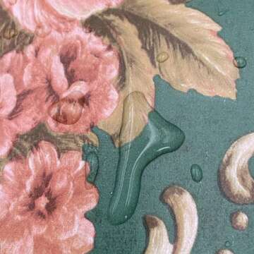 Yifasy Furniture Liner Green Royal Floral Shelf Drawer Lining Paper Self-Adhesive PVC Waterproof Cab...