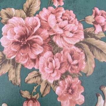 Yifasy Furniture Liner Green Royal Floral Shelf Drawer Lining Paper Self-Adhesive PVC Waterproof Cabinet Door Sticker 118x17.7 Inch