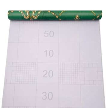 Yifasy Furniture Liner Green Royal Floral Shelf Drawer Lining Paper Self-Adhesive PVC Waterproof Cabinet Door Sticker 118x17.7 Inch