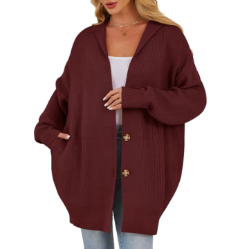 Womens Oversized Cardigans Open Front Knit Cardigan Sweater Drape Chunky Button Down Casual Fall Out...