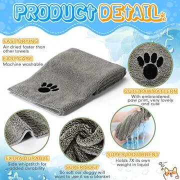 Chumia 4 Pack Dog Towels - Absorbent Microfiber Pet Bath Towels for Dogs and Cats