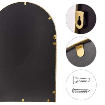 Gold Arch Mirror,20x30 Rustic Farmhouse Mirrors for Wall Decor,Gold Modern Metal Distressed Vanity Accent Arch Beaded Mirror for Bathroom,Living Room,Washroom,Bedroom