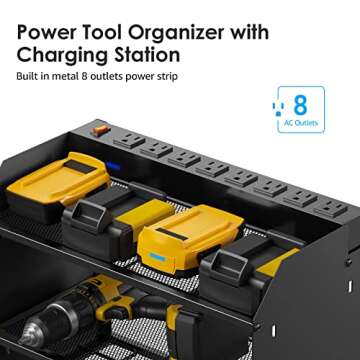 CCCEI Modular Power Tool Organizer Wall Mount with Charging Station and Hooks