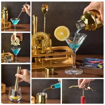 12-Piece Cocktail Shaker Bartender Kit with Bamboo Stand