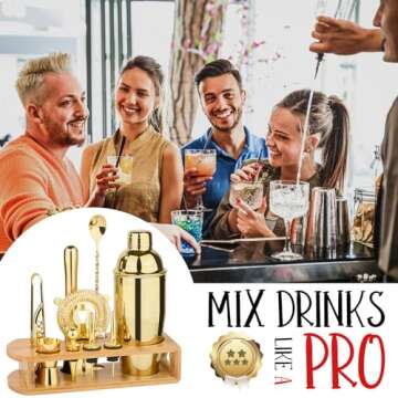 12-Piece Cocktail Shaker Bartender Kit with Bamboo Stand