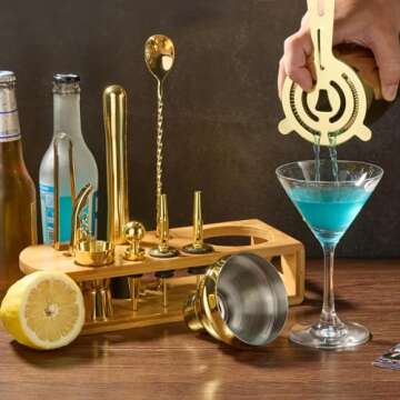 12-Piece Cocktail Shaker Bartender Kit with Bamboo Stand