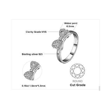 JewelryPalace 14k White Gold Plated 925 Sterling Silver Rings for Women, Cubic Zirconia Promise Ring...