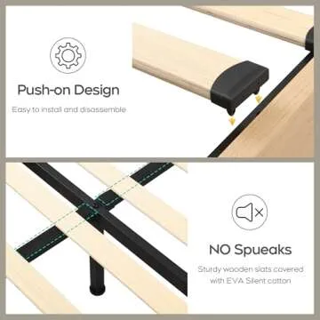 Yechen Queen Bed Frame with Natural Rattan Headboard and Wooden 4 Storage Drawers, Metal Platform with Strong Wooden Slats Support, Boho Cane Bed Mattress Foundation, No Box Spring Needed