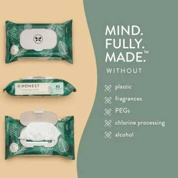 The Honest Company Plant-Based Flushable Wipes | 99% Water, Hypoallergenic, EWG Verified, Safe to Flush | Fragrance Free, 42 Count