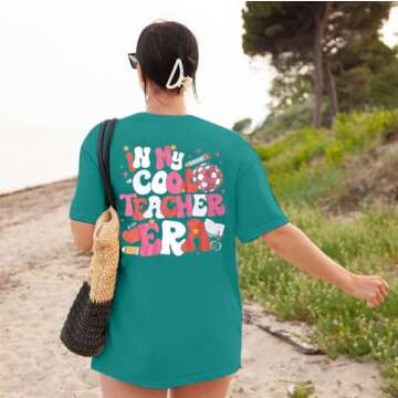 Teacher Shirt Women My Cool Teacher Shirt Teaching Life Tee Oversized Teacher Gift Short Sleeve Tops