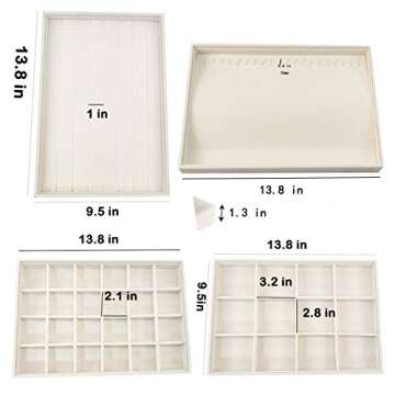 GISK Stackable Set of 4 Velvet Jewelry Trays Set Organizer Jewelry Storage Jewelry Display Trays for...