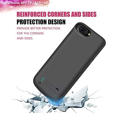 [Upgraded] RUNSY Battery Case for iPhone 8 Plus / 7 Plus / 6S Plus / 6 Plus, 8000mAh Rechargeable Extended Battery Charging / Charger Case, Adds 2x Extra Juice, Support Wire Headphones (5.5 inch)