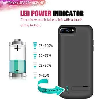 [Upgraded] RUNSY Battery Case for iPhone 8 Plus / 7 Plus / 6S Plus / 6 Plus, 8000mAh Rechargeable Extended Battery Charging / Charger Case, Adds 2x Extra Juice, Support Wire Headphones (5.5 inch)