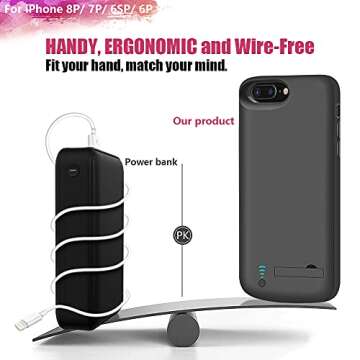 [Upgraded] RUNSY Battery Case for iPhone 8 Plus / 7 Plus / 6S Plus / 6 Plus, 8000mAh Rechargeable Extended Battery Charging / Charger Case, Adds 2x Extra Juice, Support Wire Headphones (5.5 inch)