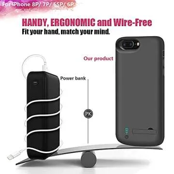 [Upgraded] RUNSY Battery Case for iPhone 8 Plus / 7 Plus / 6S Plus / 6 Plus, 8000mAh Rechargeable Extended Battery Charging / Charger Case, Adds 2x Extra Juice, Support Wire Headphones (5.5 inch)
