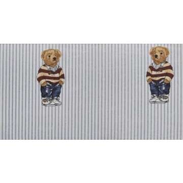 POLO RALPH LAUREN Teddy Bear Boys Blue Stripe King Comforter Set with 2 King Shams