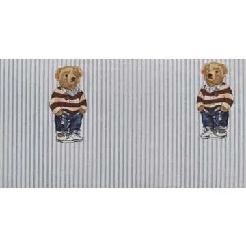 POLO RALPH LAUREN Teddy Bear Boys Blue Stripe King Comforter Set with 2 King Shams