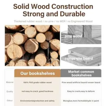 KASLANDI Solid Wood Rotating Bookshelf with Brake Wheels, 360° Display 4 Tier Floor Stackable Spinning Bookshelf Tower for Kids & Adults, Revolving Bookcase for Small Space, Corner (Walnut)