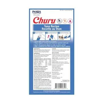 INABA Churu Lickable Purée Natural Cat Treats (Tuna Recipe, 4 Tubes)