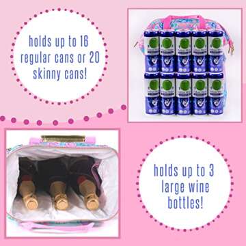 Lilly Pulitzer Insulated Backpack Cooler Large Capacity, Pink/Blue Portable Soft Cooler Bag for Picnics, Beach, Pool, Hiking, Splendor in The Sand