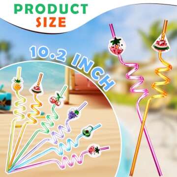SCIONE 24 Pieces Summer Drinking Straws for Kids Summer Beach Pool Birthday Party Favors, Hawaiian F...