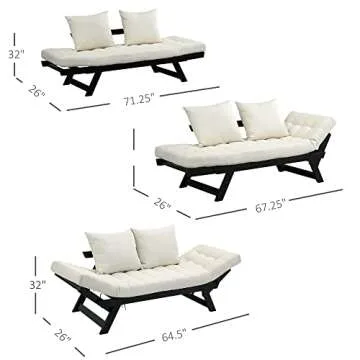 HOMCOM Convertible Chaise Lounger Sofa Bed - 3 Positions