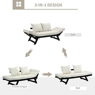 HOMCOM Convertible Chaise Lounger Sofa Bed - 3 Positions