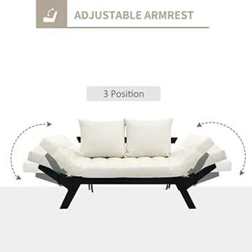 HOMCOM Convertible Chaise Lounger Sofa Bed - 3 Positions