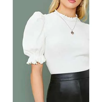 Romwe Ruffle Puff Sleeve Blouse for Effortless Style