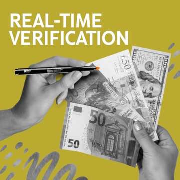 NoteShield 6 Pack Counterfeit Detector Pen Counterfeit Pens Bill Pens Money Marker Detect Fake Marker, Check Bills False Currency Counterfit Marker Pen