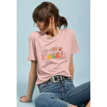 Retro Groovy Teacher Shirt Women Teacher Floral Tee Teach Them Love Them Watch Them Grow Shirt Flower Teacher Shirt