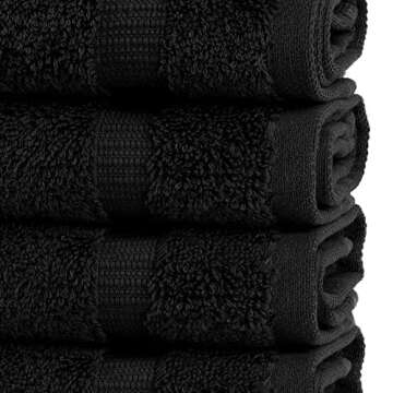 Chakir Turkish Linens | Hotel & Spa Quality 100% Cotton Premium Turkish Towels | Soft & Absorbent (4-Piece Washcloths, Black)