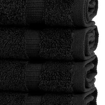 Chakir Turkish Linens | Hotel & Spa Quality 100% Cotton Premium Turkish Towels | Soft & Absorbent (4-Piece Washcloths, Black)