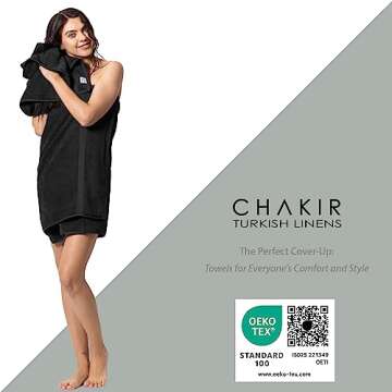 Chakir Turkish Linens | Hotel & Spa Quality 100% Cotton Premium Turkish Towels | Soft & Absorbent (4-Piece Washcloths, Black)