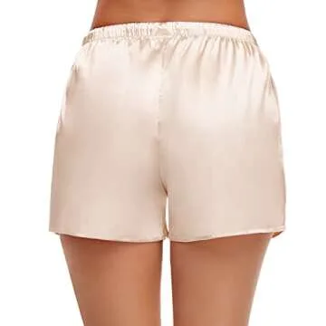 SWOMOG Womens Satin Sleep Shorts Stretchy Boxer Pajama Shorts Cute Lounge Bottoms with pockets