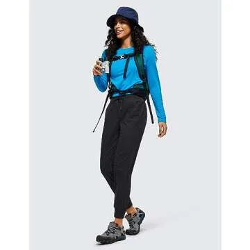 CRZ YOGA Athletic High Waisted Joggers for Women 27.5" - Lightweight Workout Travel Casual Outdoor Hiking Pants with Pockets Black X-Small