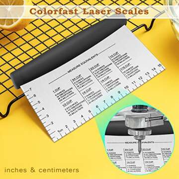 Metal Griddle Scraper Chopper, HaSteeL Stainless Steel Dough Bench Scraper Pastry Cutter with Measuring Marks, Multi-purpose Kitchen Tool for Flat Top Grilling/Baking/Cooking, Dishwasher Safe (2-Pack)