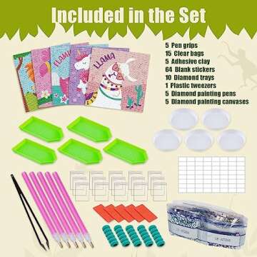 NiArt 5 Pack 5D Diamond Painting Kits for Kids Beginners,Animal Diamond Gem Art by Number Kits Arts and Crafts for Children Ages 6-12，DIY Full Drill Dots Diamond Painting for Home Wall Decor 6x6 Inch