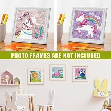 NiArt 5 Pack 5D Diamond Painting Kits for Kids Beginners,Animal Diamond Gem Art by Number Kits Arts and Crafts for Children Ages 6-12，DIY Full Drill Dots Diamond Painting for Home Wall Decor 6x6 Inch