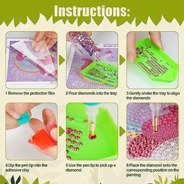 NiArt 5 Pack 5D Diamond Painting Kits for Kids Beginners,Animal Diamond Gem Art by Number Kits Arts and Crafts for Children Ages 6-12，DIY Full Drill Dots Diamond Painting for Home Wall Decor 6x6 Inch