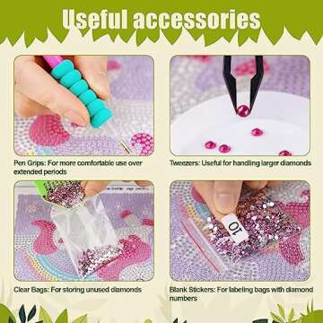 NiArt 5 Pack 5D Diamond Painting Kits for Kids Beginners,Animal Diamond Gem Art by Number Kits Arts and Crafts for Children Ages 6-12，DIY Full Drill Dots Diamond Painting for Home Wall Decor 6x6 Inch