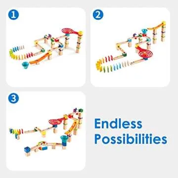 Hape Marble Run Race Track | Wooden DIY Marble Run Set with Dominoes, STEAM Educational Learning Toy, 81 Pieces, for Kids 3 Years+