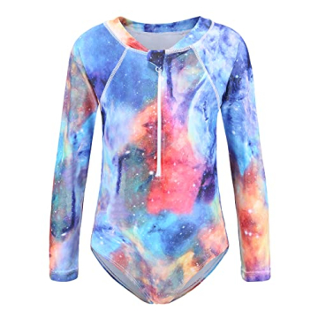 Zestonie Girls Long Sleeve Rash Guard One Piece Swimsuits for Kids Tie Dye Bathing Suit UPF 50+ Swim...